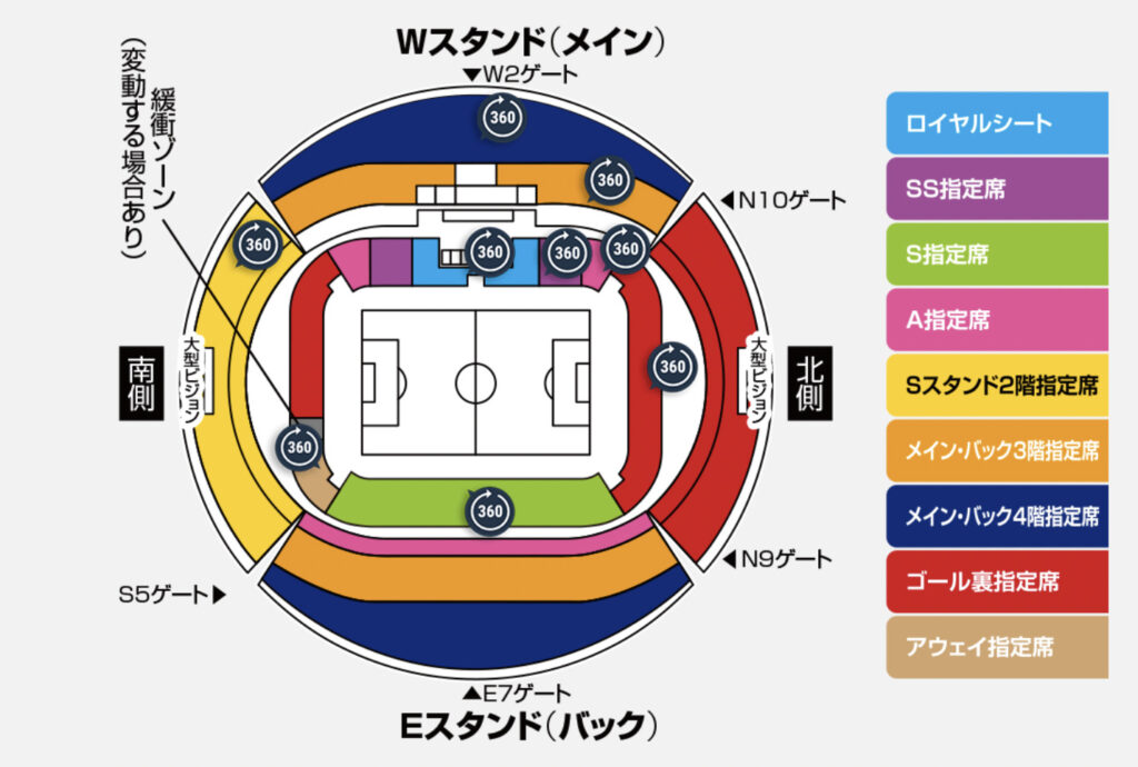 豊田スタジアム座席図（2022）