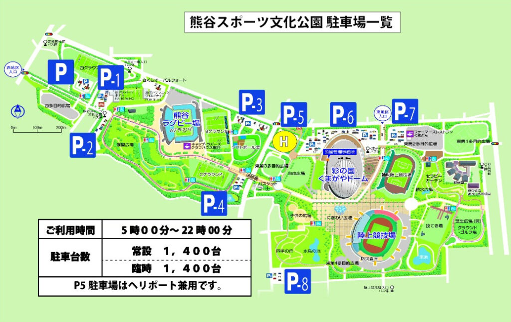 熊谷スポーツ文化公園の駐車場