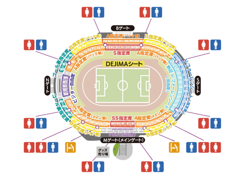 トランスコスモススタジアム長崎の座席図