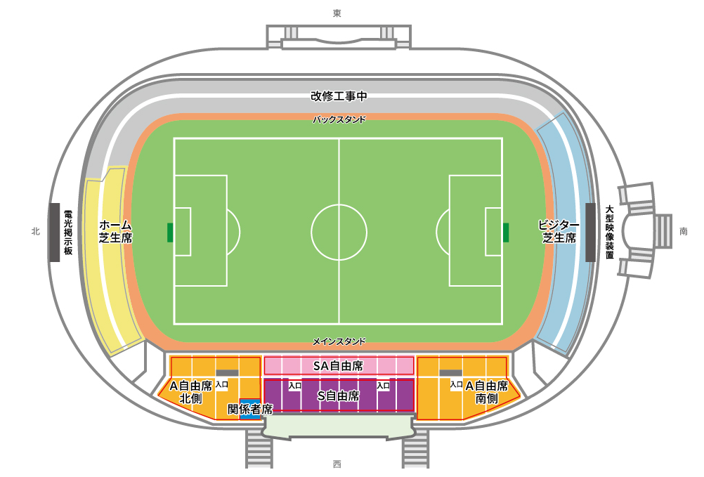 藤枝総合運動公園サッカー場の座席図