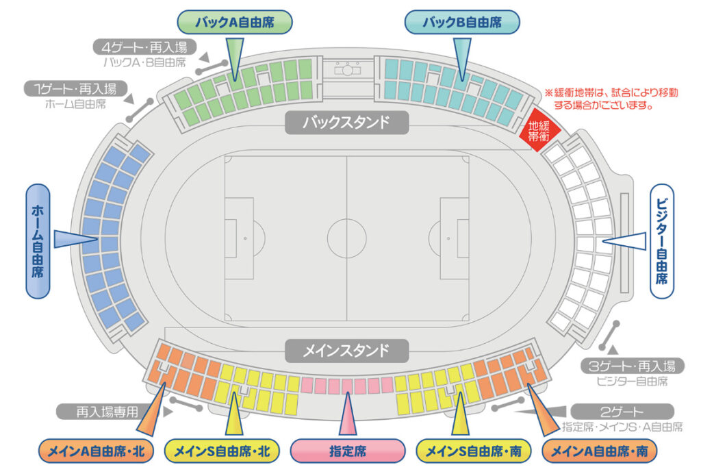 正田醤油スタジアム群馬の座席図