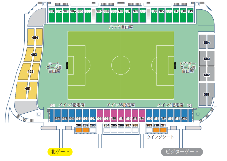 栃木県グリーンスタジアム群馬の座席図