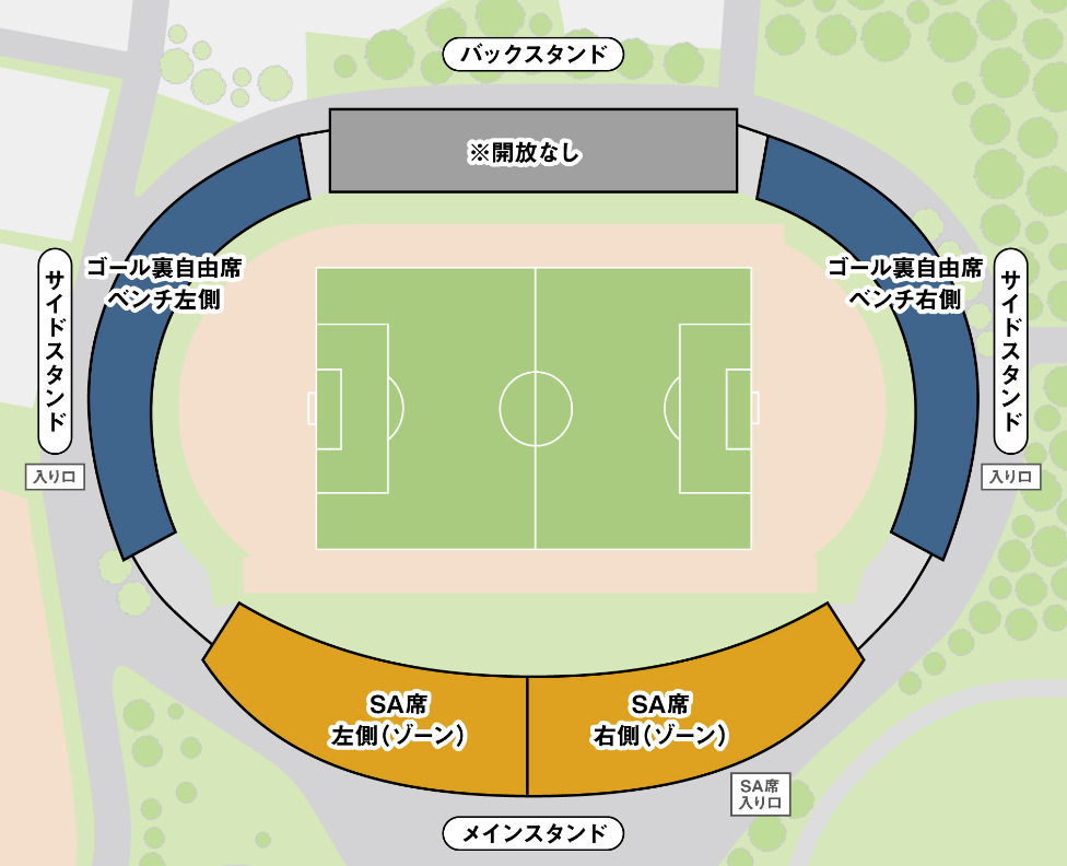 2023年天皇杯のソユースタジアム座席図