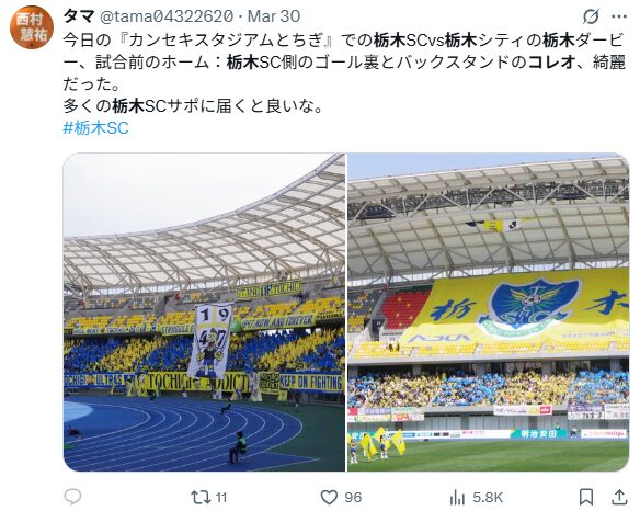栃木SCのコレオグラフィー