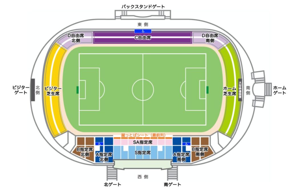 藤枝総合運動公園サッカー場　座席図